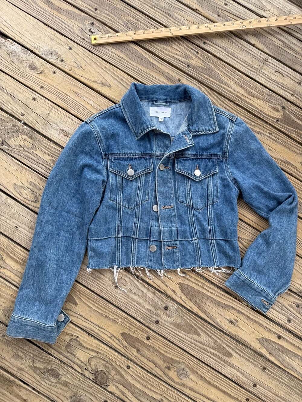 Dear John Denim Jacket Size S Raw Hem Cropped